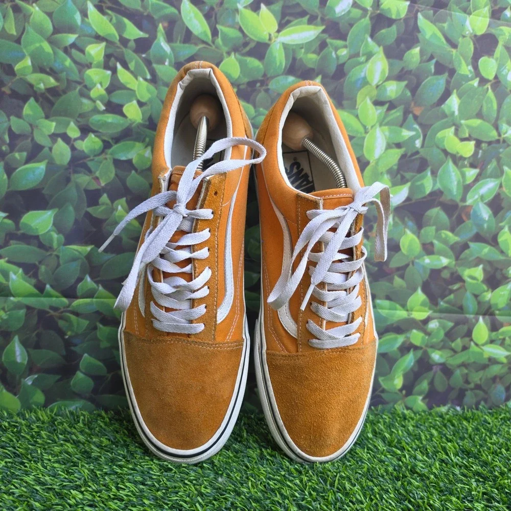 Vans Old Skool Orange Suede Canvas Skate Shoes Mens 12 Low Top Sneakers 508731
